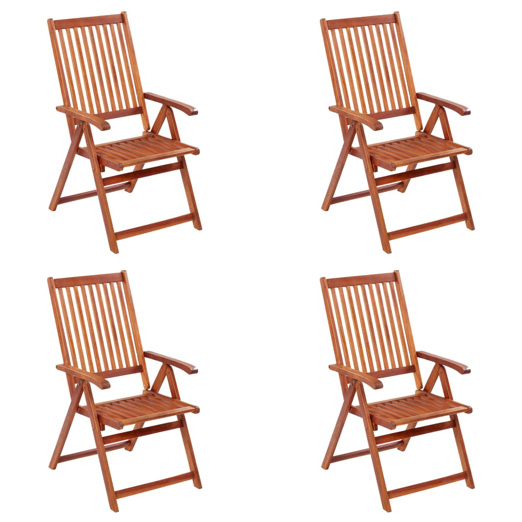 Set de 4 scaune rabatabile de exterior vidaXL, Lemn de acacia, 57 x 69 x 111 cm, Maro
