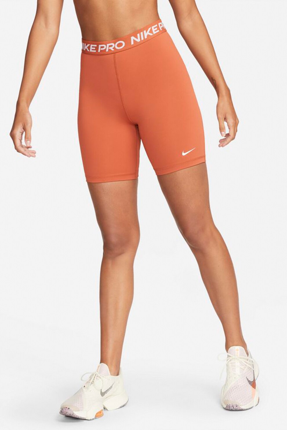 Nike, Colanti scurti cu tehnologie Dri-Fit pentru fitness Pro 365, Oranj/Alb