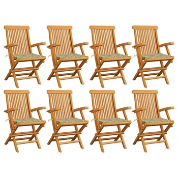 Set Scaune gradina cu perne model frunze, 8 buc, lemn masiv tec 3072901 Set Scaune gradina cu perne model frunze, 8 buc, lemn masiv tec 3072901