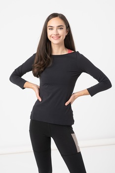 Nike, Bluza cu maneci 3/4, pentru yoga Luxe, Negru Nike, Bluza cu maneci 3/4, pentru yoga Luxe, Negru