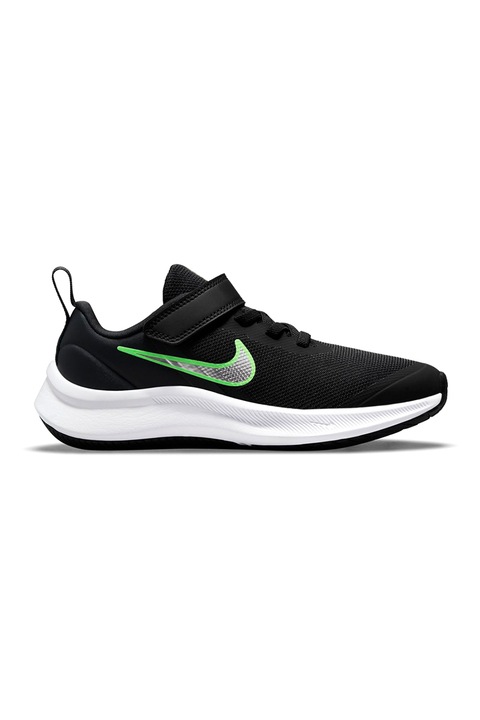 Nike, Обувки за бягане Star Runner 3 с велкро, Черен