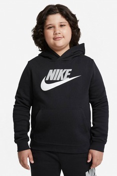 Nike, Hanorac din amestec de bumbac cu imprimeu logo, Negru/Gri Nike, Hanorac din amestec de bumbac cu imprimeu logo, Negru/Gri