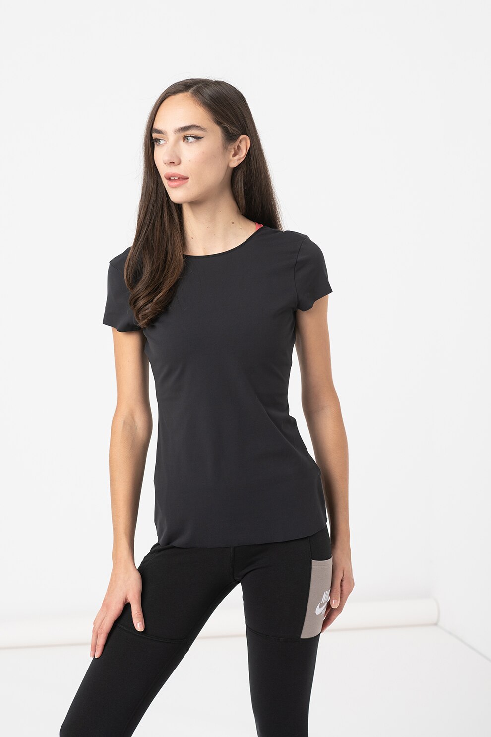 Nike, Tricou slim fit pentru fitness Luxe, Negru