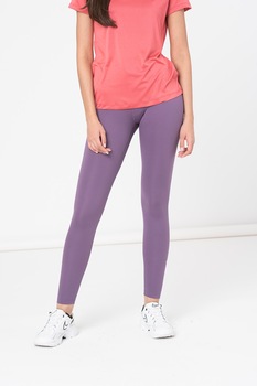 Nike, Colanti cu talie inalta si tehnologie Dri-Fit, pentru fitness One, Lila prafuit Nike, Colanti cu talie inalta si tehnologie Dri-Fit, pentru fitness One, Lila prafuit