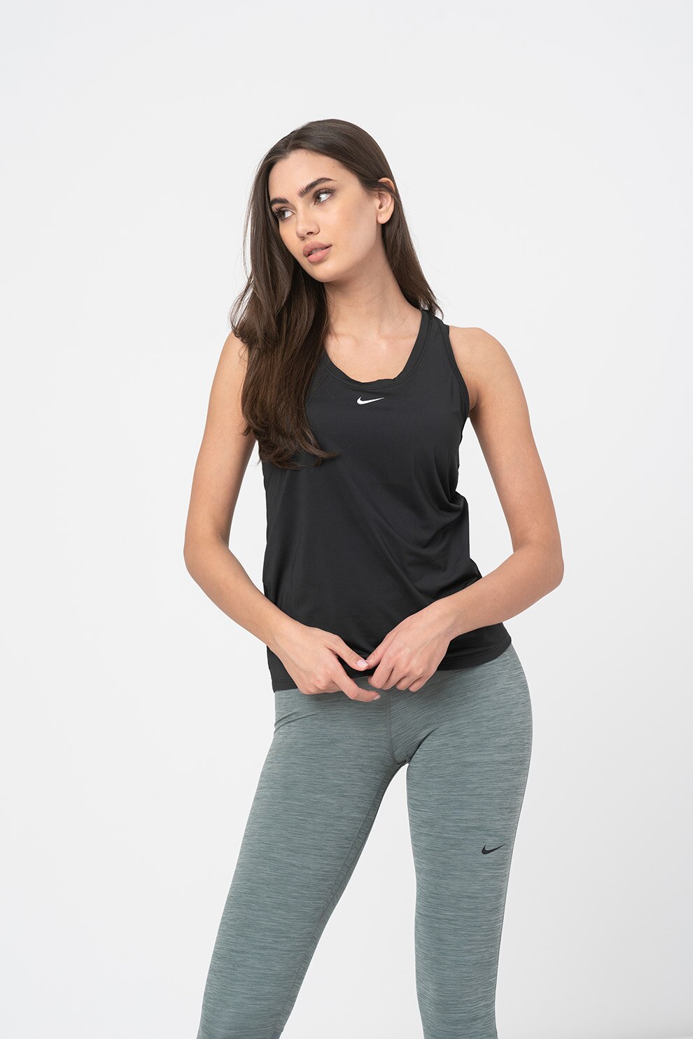 Nike, Top cu tehnologie Dri-Fit si logo, pentru antrenament One Luxe, Negru