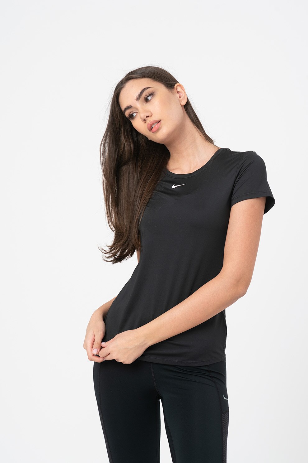 Nike, Tricou cu tehnologie Dri-Fit, pentru antrenament One Luxe, Negru