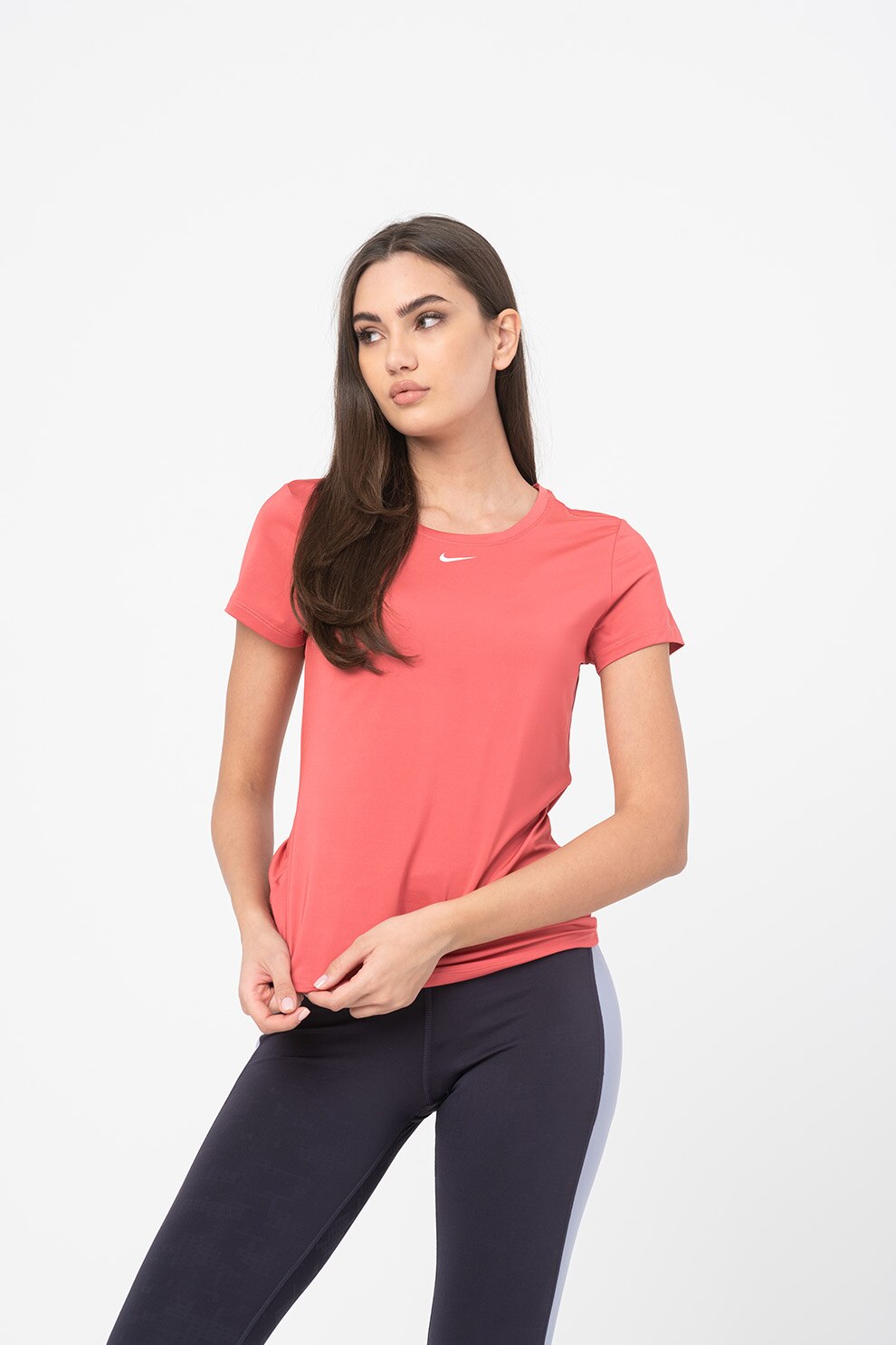 Nike, Tricou cu tehnologie Dri-Fit, pentru antrenament One Luxe, Roz aprins