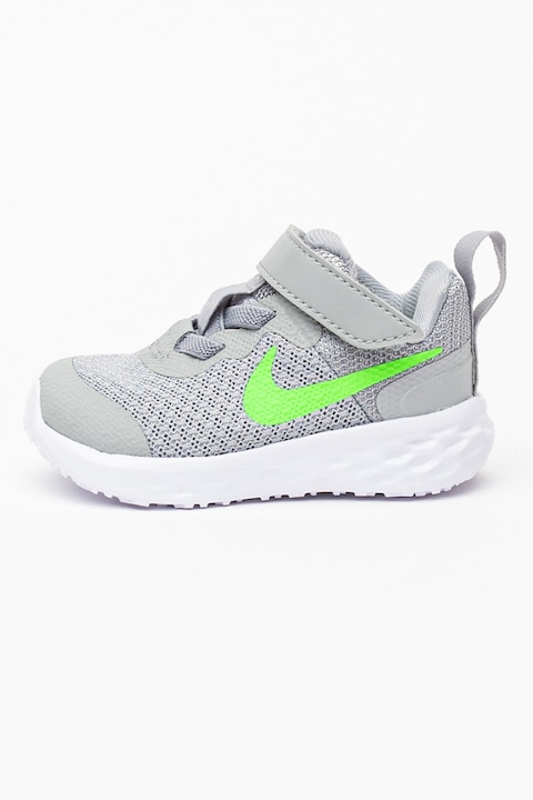 Nike, Олекотени спортни обувки Revolution 6 с велкро, Пепеляво сиво