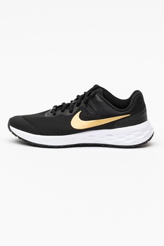Nike, Pantofi sport de plasa Revolution 6 NN, Negru/Auriu Nike, Pantofi sport de plasa Revolution 6 NN, Negru/Auriu