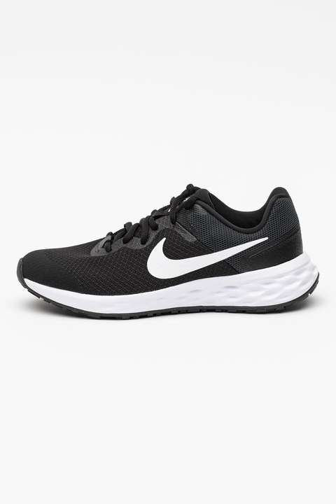 Nike, Revolution 6 NN könnyű futócipő logós részlettel, Fehér/Fekete
