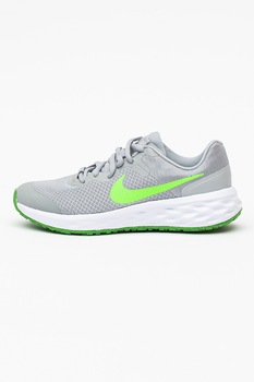 Nike, Pantofi sport de plasa Revolution 6 NN, Gri cenusa/Verde electric Nike, Pantofi sport de plasa Revolution 6 NN, Gri cenusa/Verde electric