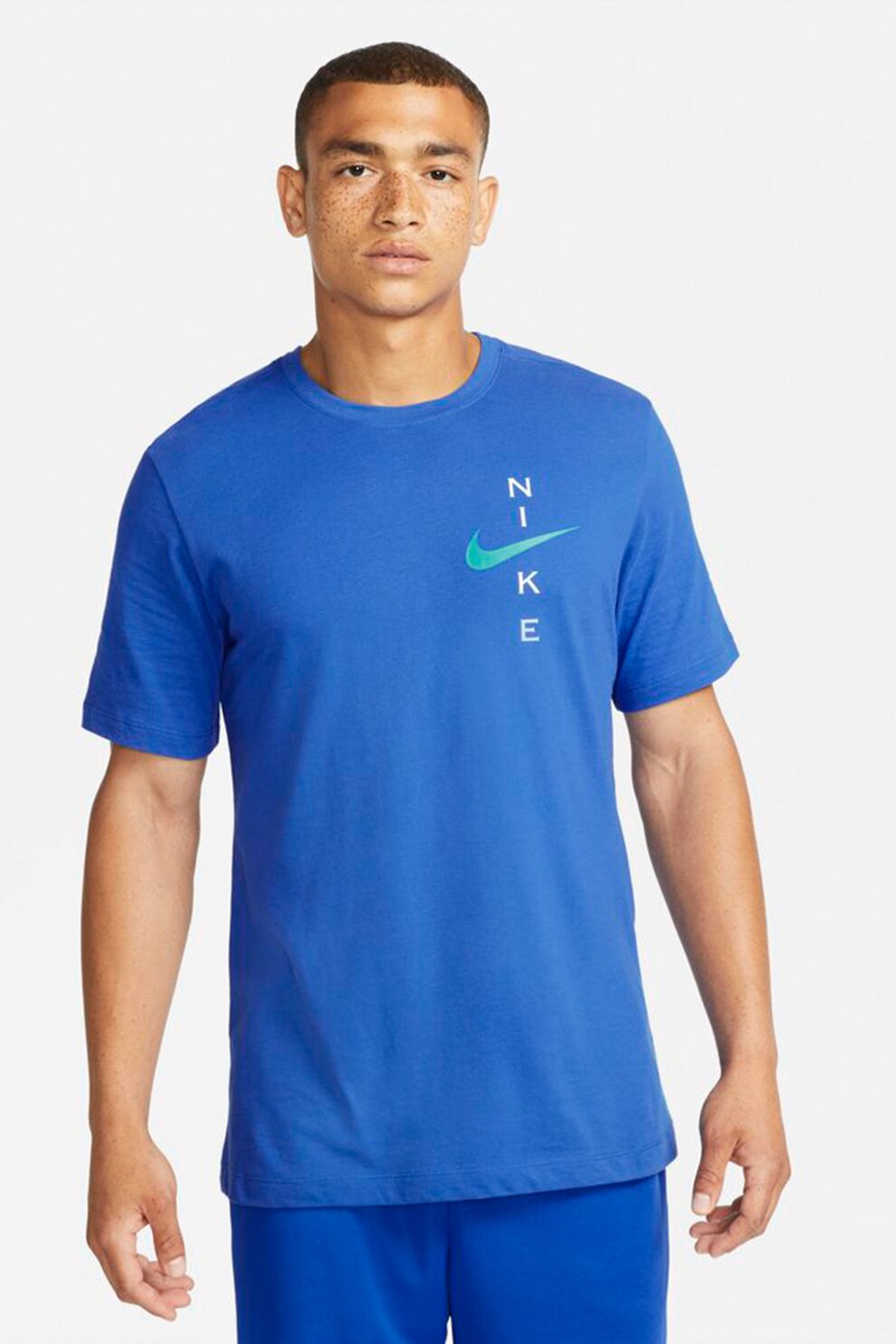 Nike, Tricou cu imprimeu logo pentru fitness, Albastru