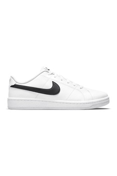Nike, Pantofi sport de piele cu logo Court Royal 2, Alb/Negru