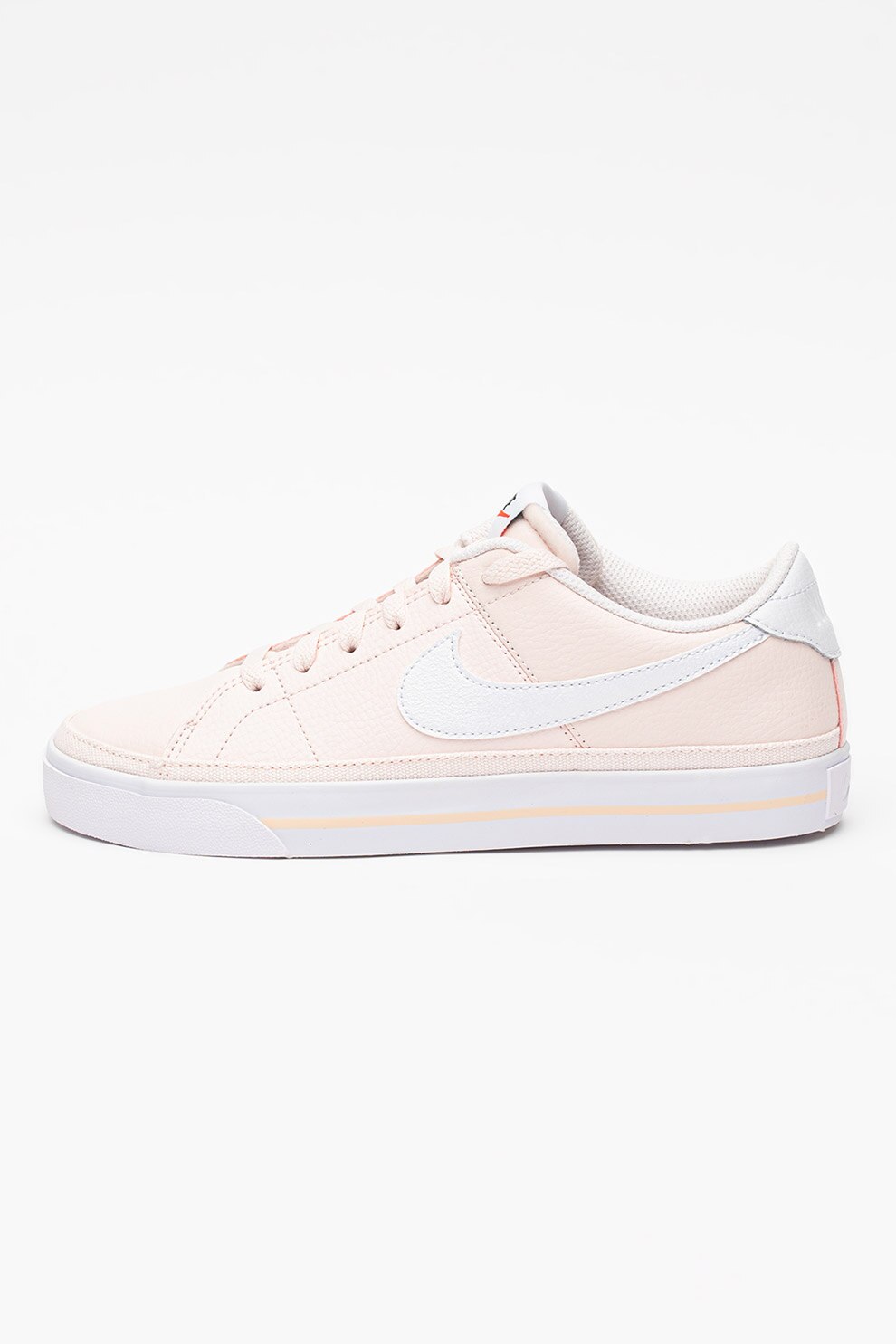 Nike, Pantofi sport de piele si piele ecologica Court Legacy, Roz piersica/Alb