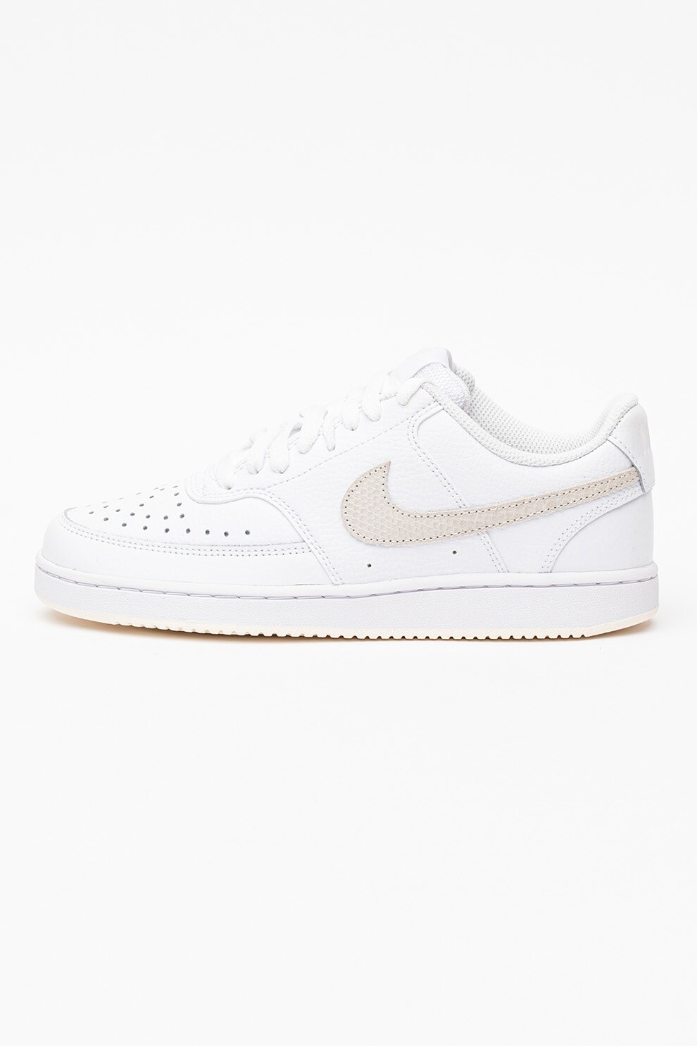 Nike, Pantofi sport de piele Court Vision, Alb