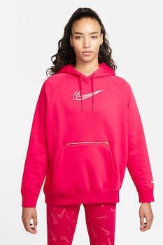 Nike, Hanorac lejer cu maneci raglan si snur de ajustare, Roz fucsia/auriu deschis/alb Nike, Hanorac lejer cu maneci raglan si snur de ajustare, Roz fucsia/auriu deschis/alb