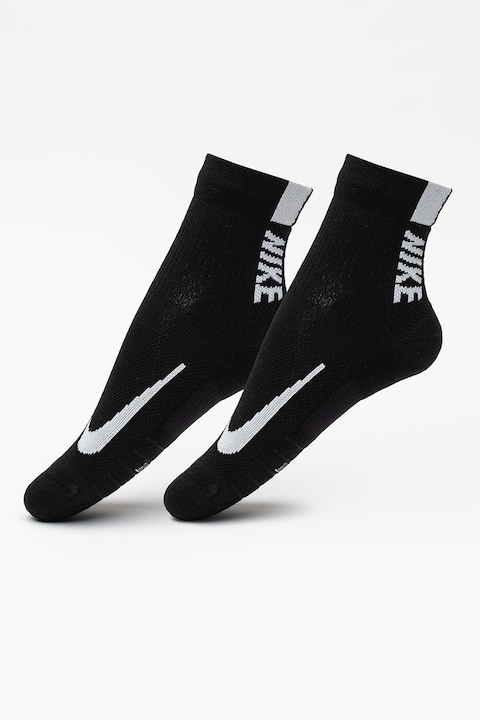 Nike, Set de sosete unisex pentru alergare Multiplier - 2 perechi, Alb/Negru