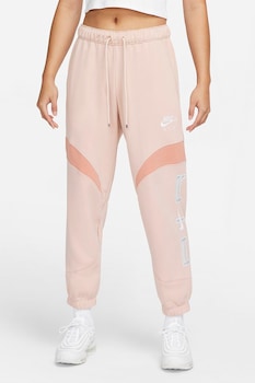 Nike - Скосен спортен панталон с лого, Пастелнорозов