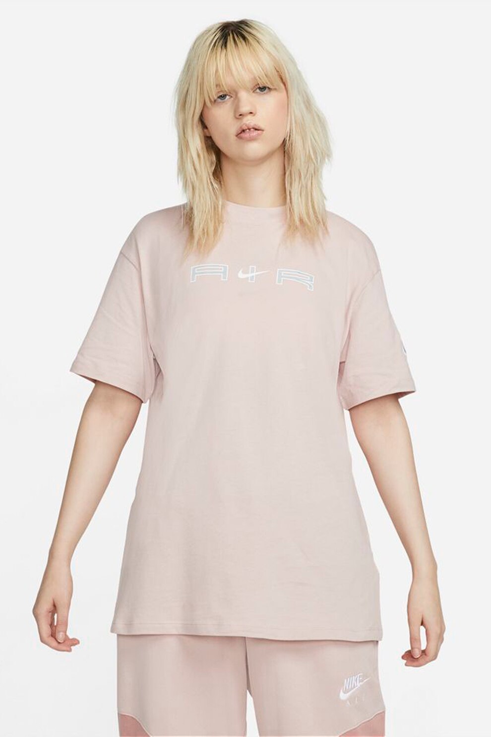 Nike, Tricou lejer cu logo Air, Roz pastel