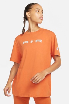 Nike, Tricou lejer cu logo Air, Oranj/Argintiu Nike, Tricou lejer cu logo Air, Oranj/Argintiu
