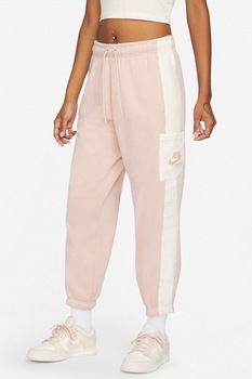 Nike, Pantaloni sport cu talie inalta si buzunare, Roz pal Nike, Pantaloni sport cu talie inalta si buzunare, Roz pal