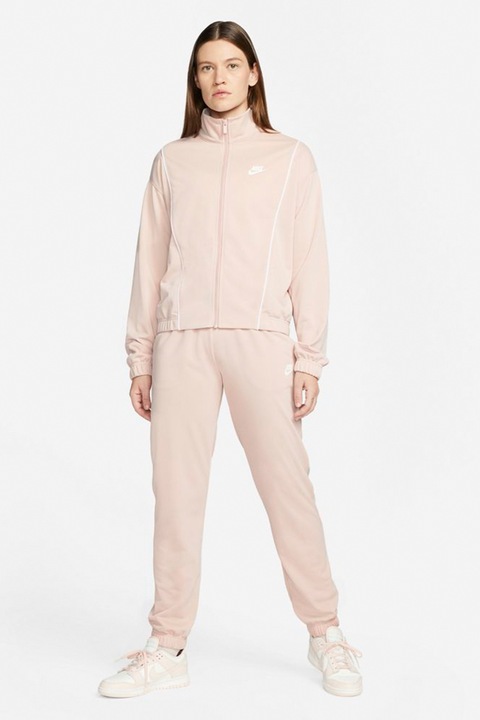 Nike, Trening cu logo brodat Essential, Alb/Roz piersica