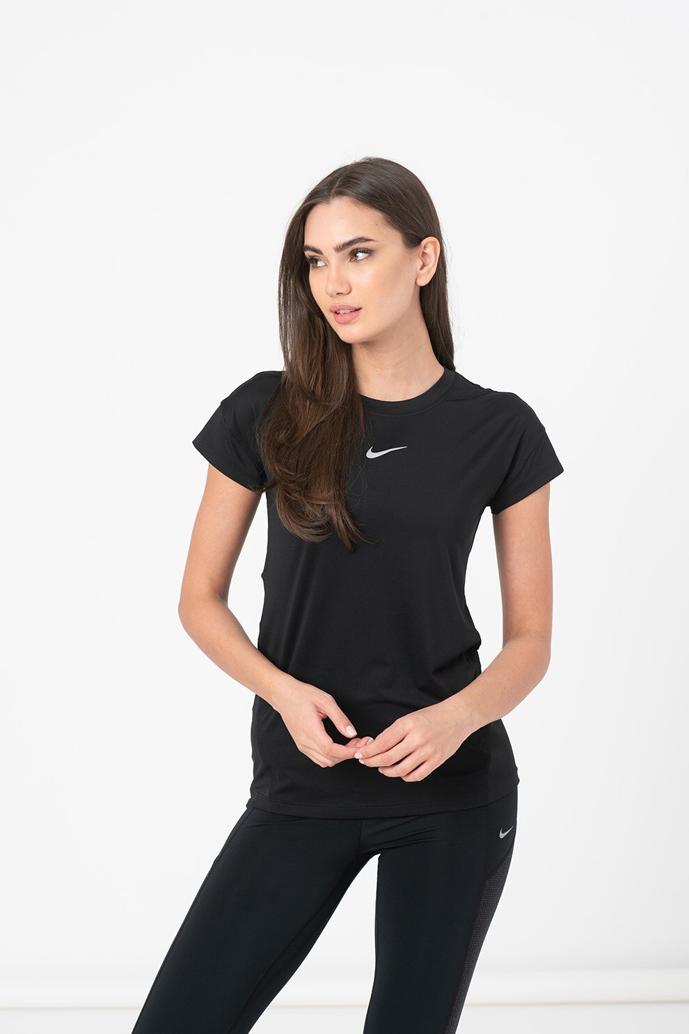 Nike, Tricou cu tehnologie Dri Fit pentru alergare, Negru