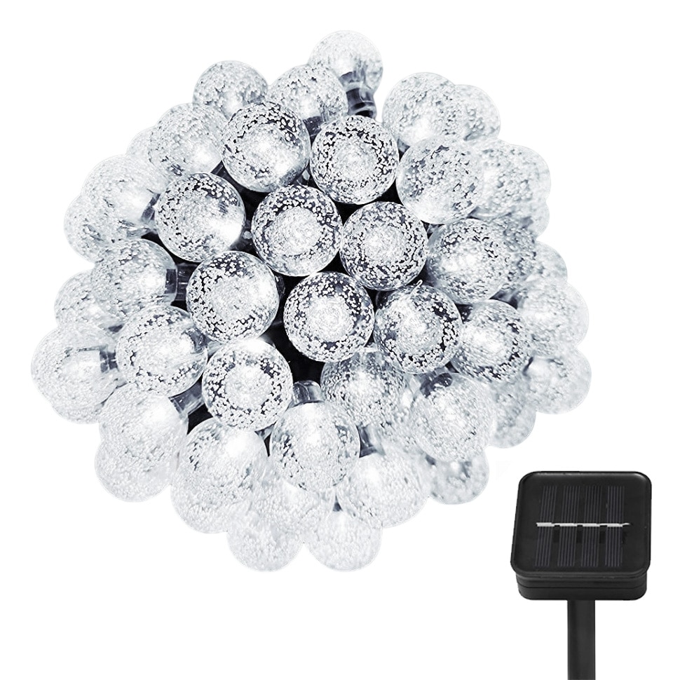 Instalatie de Craciun, YWX®, 9.5 m, 50 LED, 8 Moduri, Rezistent la apa, Senzor de lumina, Energie solara, Lumina alba