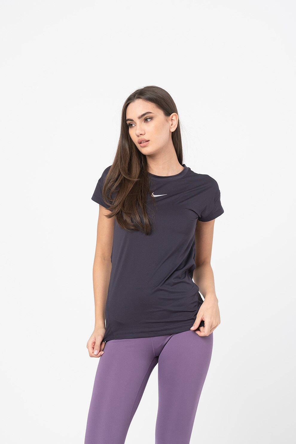 Nike, Tricou cu tehnologie Dri Fit pentru alergare, Gri antracit