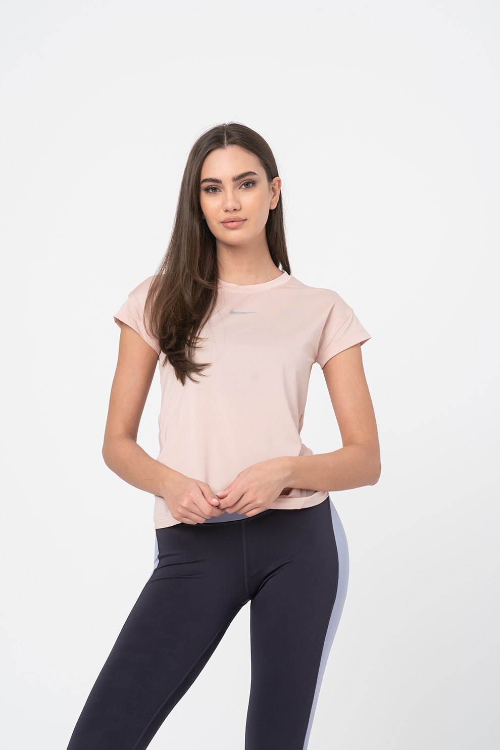 Nike, Tricou cu tehnologie Dri Fit pentru alergare, Roz pal