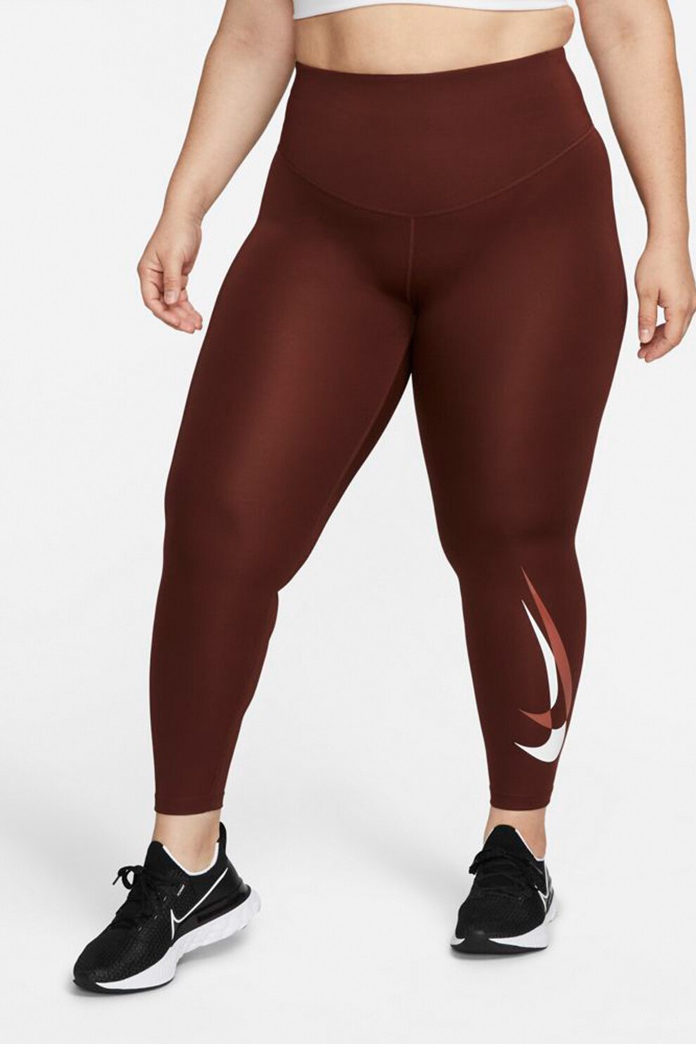 Nike, Colanti crop cu tehnologie Dri Fit pentru alergare, Coniac