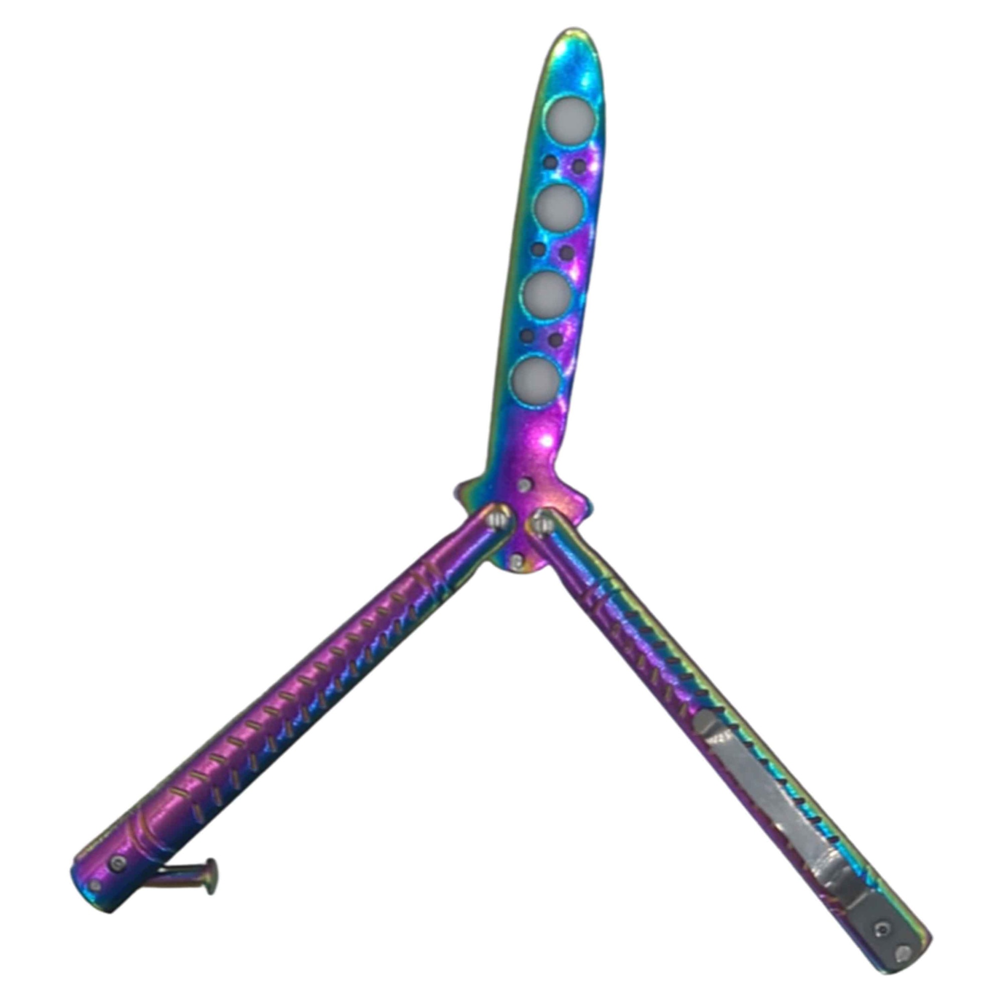 Cutit fluture Butterfly, Balisong 21.50cm, fade clasic, fara tais, de antrenament, sageata, Dalimag