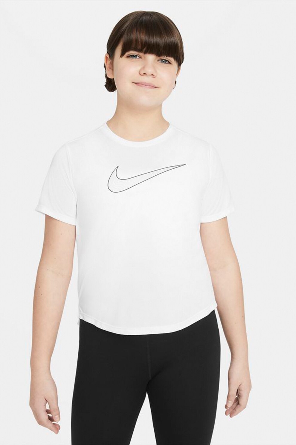 Nike, Tricou cu imprimeu logo si tehnologie Dri-FIT One, Alb/Negru