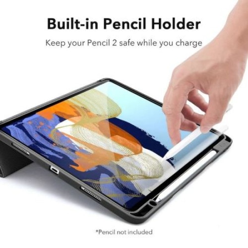 Husa Smart Cover Ipad Pro 12.9" 2019-2020-2021-2022, inchidere magnetica, Rebound Pencil, Negru, TELGORBCS
