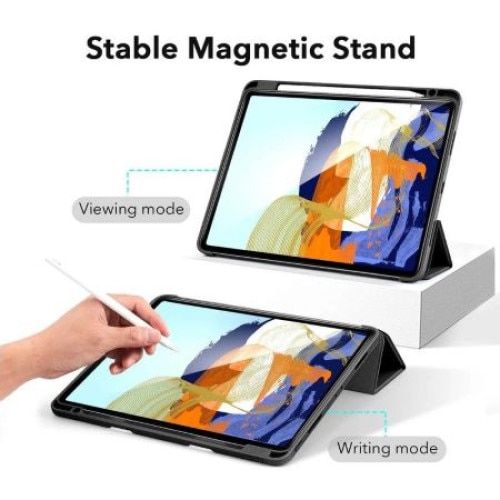 Husa Smart Cover Ipad Pro 12.9" 2019-2020-2021-2022, inchidere magnetica, Rebound Pencil, Negru, TELGORBCS
