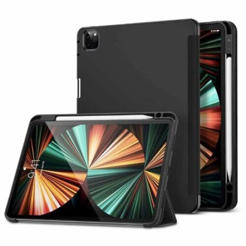 Husa Smart Cover Ipad Pro 12.9" 2019-2020-2021-2022, inchidere magnetica, Rebound Pencil, Negru, TELGORBCS
