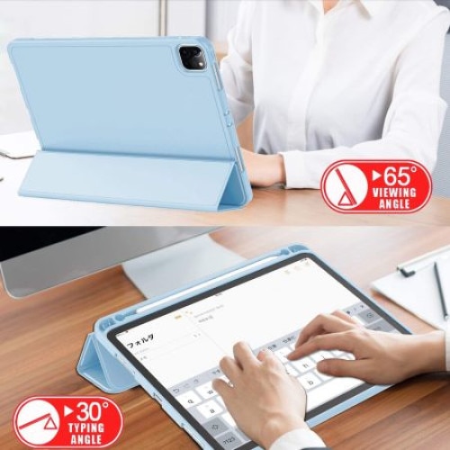 Husa Smart Cover compatibila cu Ipad Pro 11" 2018-2020-2021-2022, inchidere magnetica, Rebound Pencil, Albastru, TELGORBCS