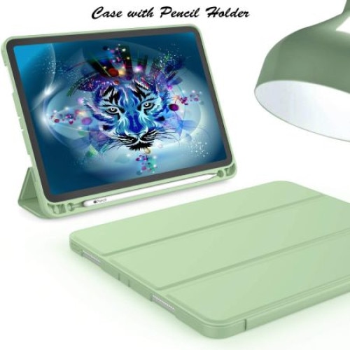 Husa Smart Cover compatibila cu Ipad Pro 11" 2018-2020-2021, inchidere magnetica, Rebound Pencil, Verde deschis, TELGORBCS