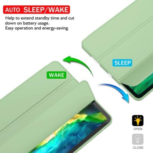 Husa Smart Cover compatibila cu Ipad Pro 11" 2018-2020-2021, inchidere magnetica, Rebound Pencil, Verde deschis, TELGORBCS