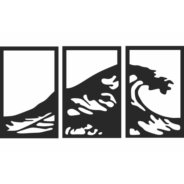 Декорация за стена Customizable 3 Parts Waves HHH521 изработена от дърво 111x58 cm