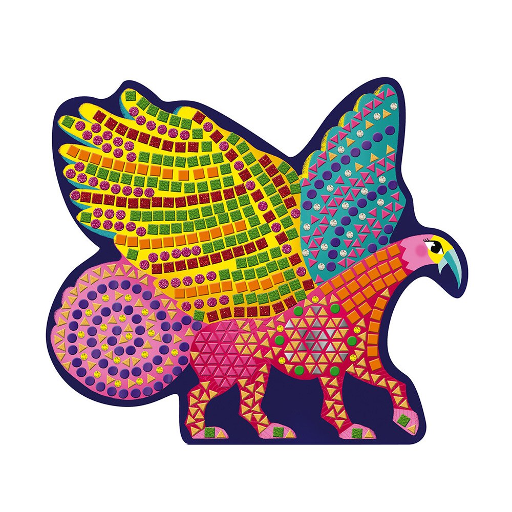 Set creativ mozaic, Janod, 8 carduri creaturi fantastice, 7 ani+