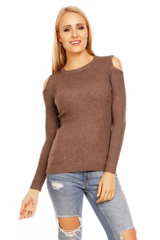 Pulover dama cu umeri goi, Maro inchis Pulover dama cu umeri goi, Maro inchis