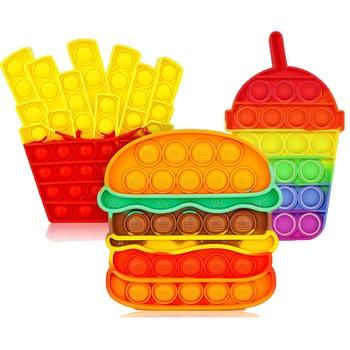 Set 3 Pop It Zenuk® - Push Bubble, Sensory Fidget Toys, Antistres, Burger, Frappe, Cartofi, Multicolor Set 3 Pop It Zenuk® - Push Bubble, Sensory Fidget Toys, Antistres, Burger, Frappe, Cartofi, Multicolor