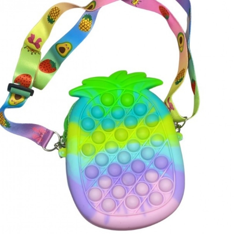 Jucarie senzoriala Pop it Geanta Mica , Ananas Multicolor, Avaleea