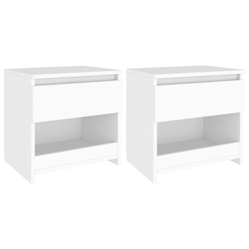 Set de 2 noptiere cu sertar vidaXL, PAL, 40 x 30 x 39 cm, Alb Set de 2 noptiere cu sertar vidaXL, PAL, 40 x 30 x 39 cm, Alb