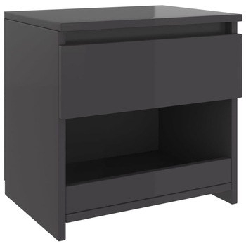 Noptiera cu sertar din pal extralucios vidaXL, PAL, 40 x 30 x 39 cm, Gri Noptiera cu sertar din pal extralucios vidaXL, PAL, 40 x 30 x 39 cm, Gri