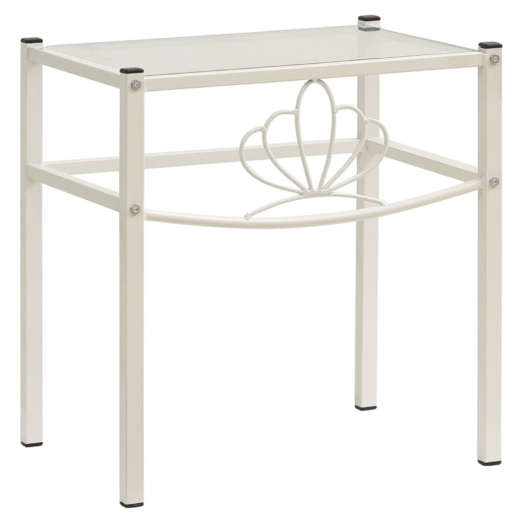 Noptiera cu cadru metalic vidaXL, Metal, 42.5 x 33 x 44.5 cm, Alb