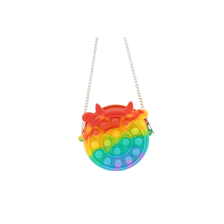 Szilikon stresszoldó játék Flippy, Pop it Now and Flip It, Mini Bag, Vacuta, 6 cm, Rainbow