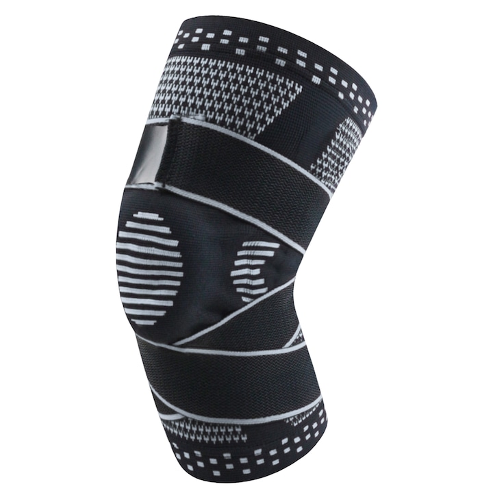 Наколенка zenifique, с метални банели и силиконова възглавничка, еластична лента за допълнителна опора, черен, размер XL