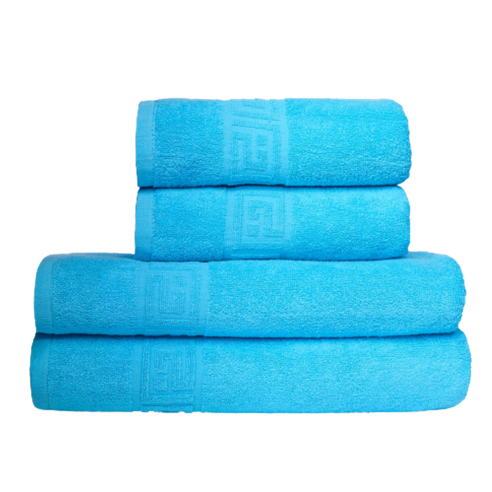 Set 4 Prosoape Greek Border, 2 x 50x90cm, 2 x 70x140cm, ALBASTRU